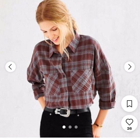 UNIF x Urban Outfitters Cropped Flannel - Picture 1 of 3